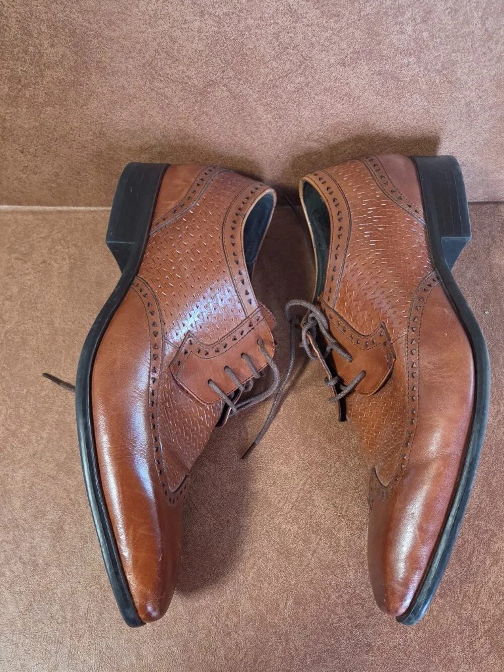Stacy Adams Men's 25010-211 Cognac Brown Wingtip Leather Shoe Men's 10.5 W
